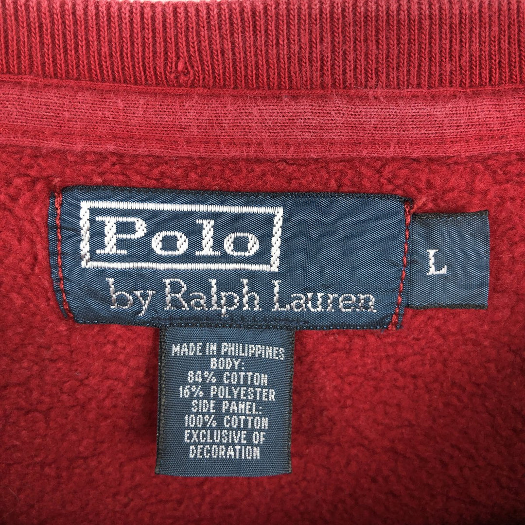 Ralph Lauren POLO by Ralph Lauren One Point Logo Sweatshirt Trainer Men's L size cotton red type Vintage Second Hand