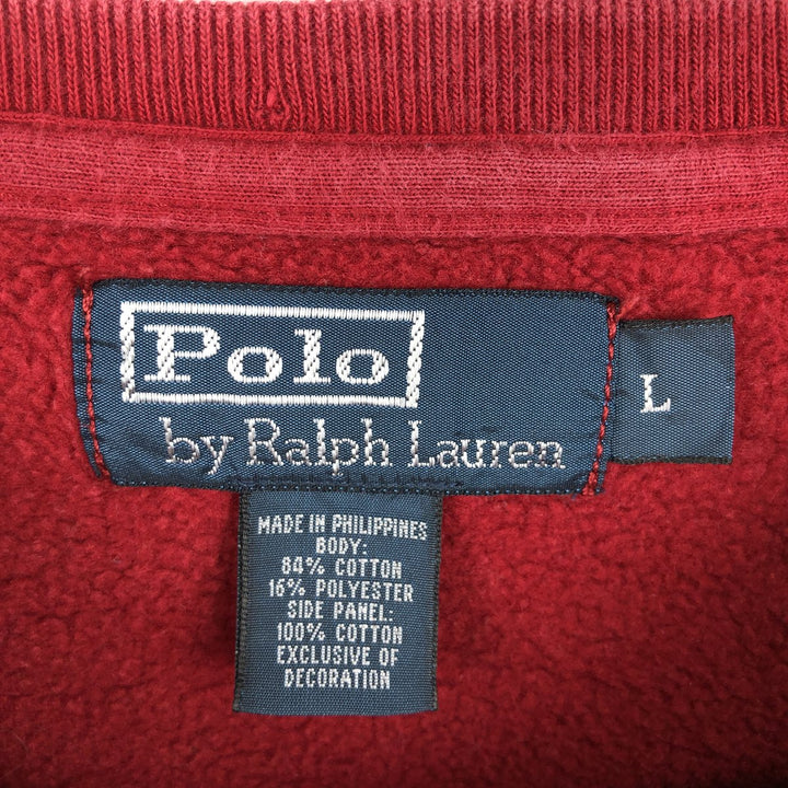 Ralph Lauren POLO by Ralph Lauren One Point Logo Sweatshirt Trainer Men's L size cotton red type Vintage Second Hand