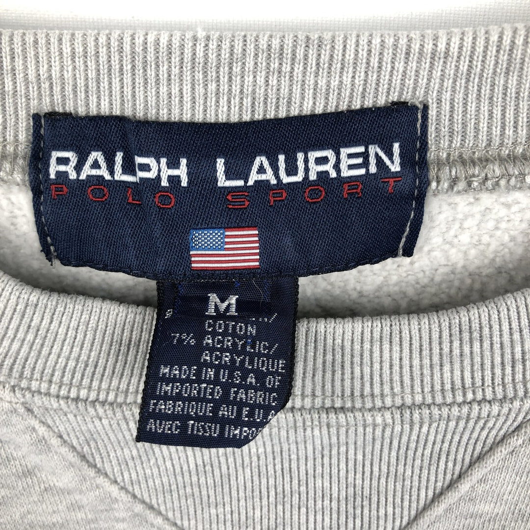 90'S Ralph Lauren Polo Sport One-Point Logo Sweatshirt, Made in USA, Men's Size M (Equivalent), Vintage cotton gray type Vintage Second Hand