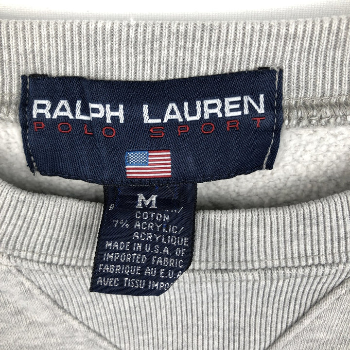 90'S Ralph Lauren Polo Sport One-Point Logo Sweatshirt, Made in USA, Men's Size M (Equivalent), Vintage cotton gray type Vintage Second Hand