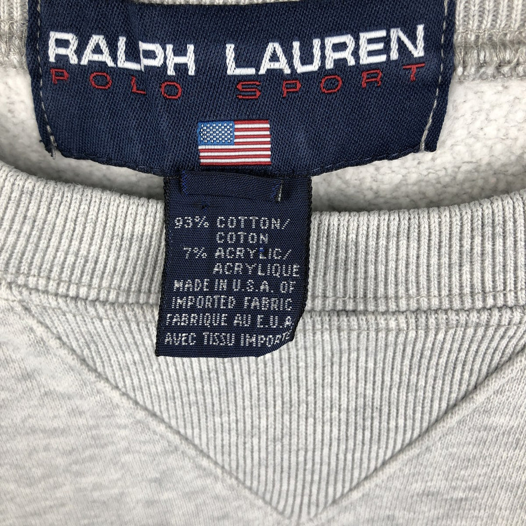 90'S Ralph Lauren Polo Sport One-Point Logo Sweatshirt, Made in USA, Men's Size M (Equivalent), Vintage cotton gray type Vintage Second Hand