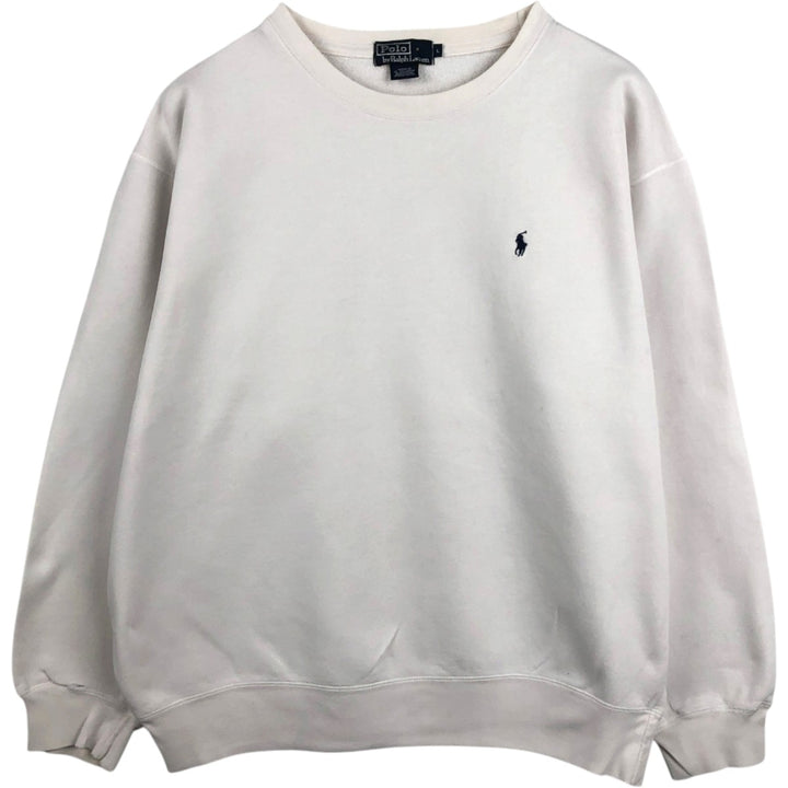 Ralph Lauren POLO by Ralph Lauren One Point Logo Sweatshirt Trainer Men's L size cotton white type Vintage Second Hand