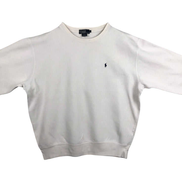 Ralph Lauren POLO by Ralph Lauren One Point Logo Sweatshirt Trainer Men's L size cotton white type Vintage Second Hand
