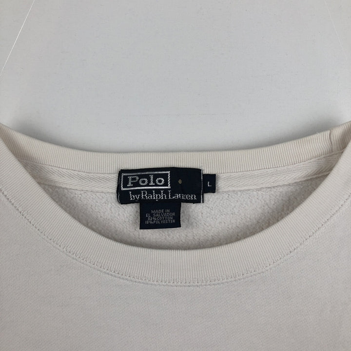 Ralph Lauren POLO by Ralph Lauren One Point Logo Sweatshirt Trainer Men's L size cotton white type Vintage Second Hand