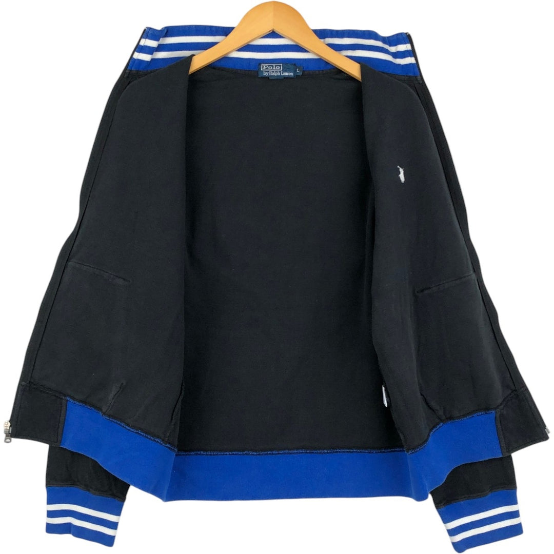 Ralph Lauren POLO by Ralph Lauren full zip sweatshirt, men's size L cotton black type Vintage Second Hand