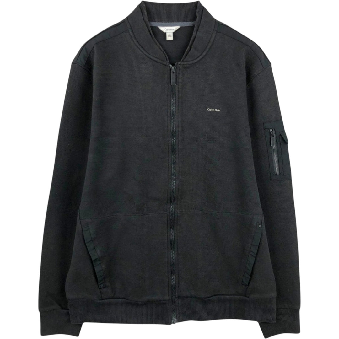 Calvin Klein full-zip sweatshirt, men's size L cotton black type Vintage Second Hand
