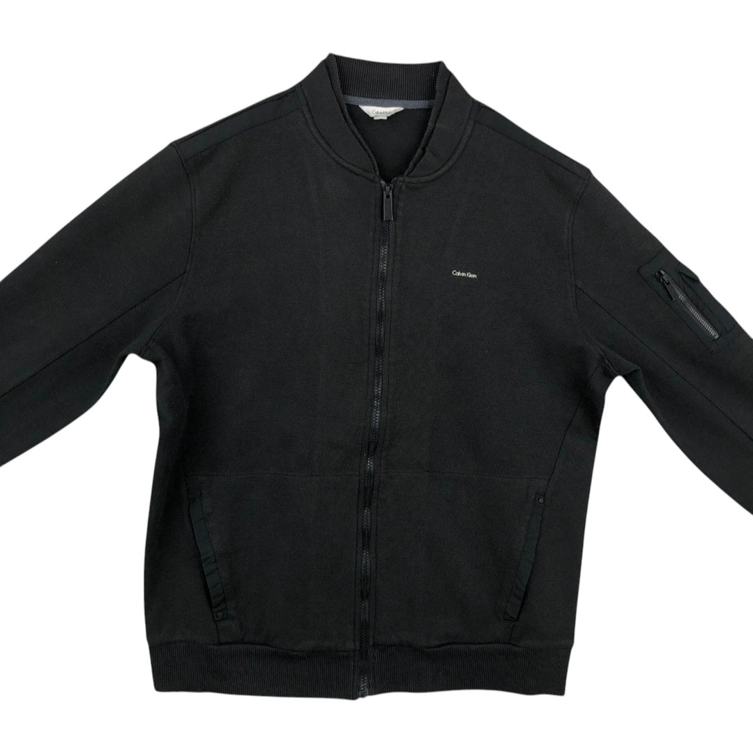 Calvin Klein full-zip sweatshirt, men's size L cotton black type Vintage Second Hand