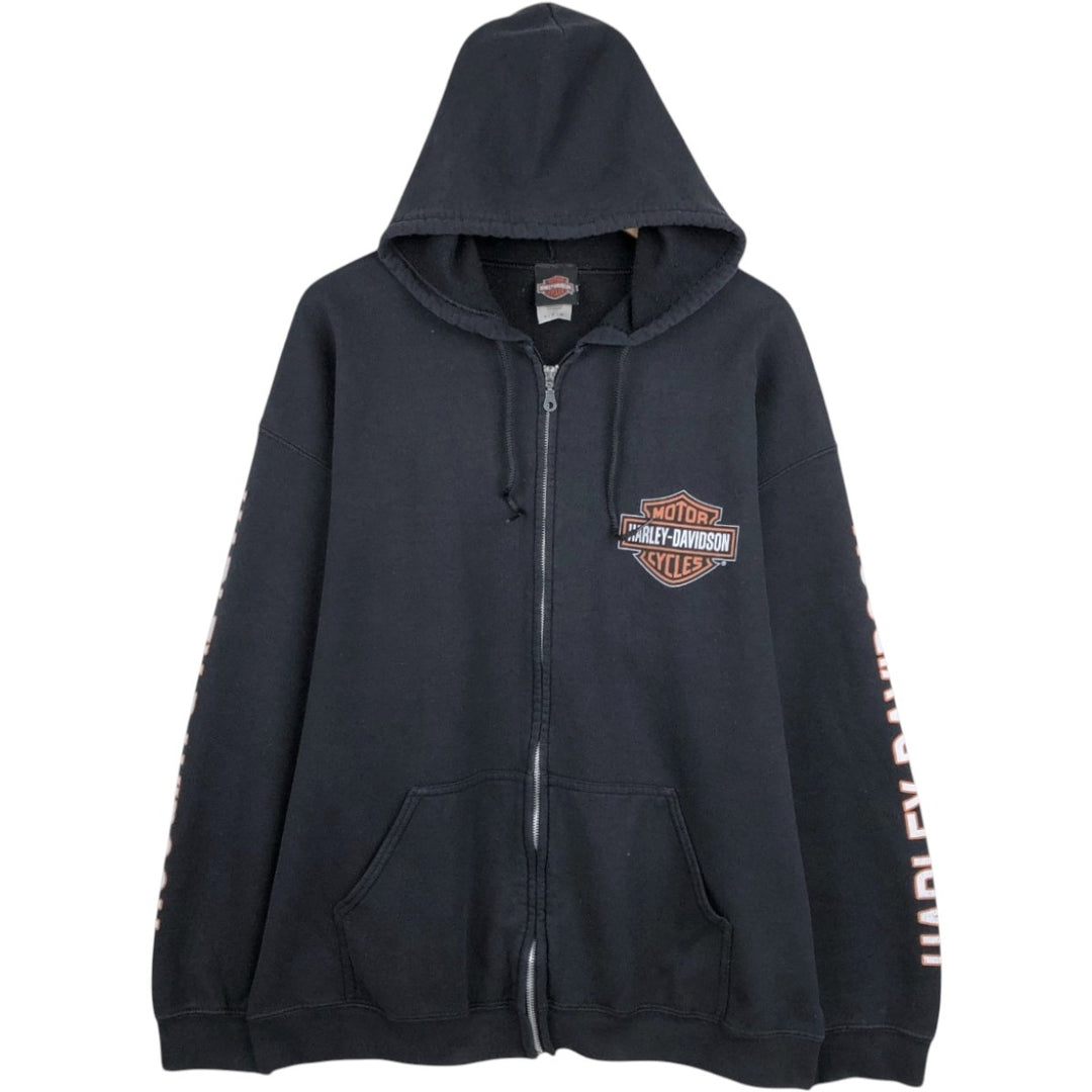 Harley-Davidson Motorcycle Sweat Full-Zip Hoodie, Men's Size XL (approx.) cotton black type Vintage Second Hand