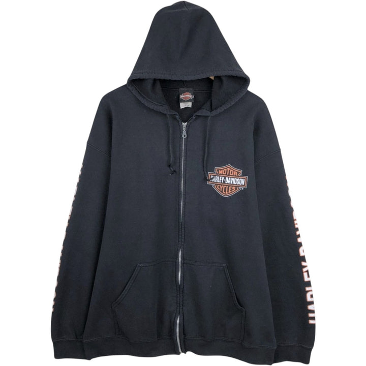 Harley-Davidson Motorcycle Sweat Full-Zip Hoodie, Men's Size XL (approx.) cotton black type Vintage Second Hand