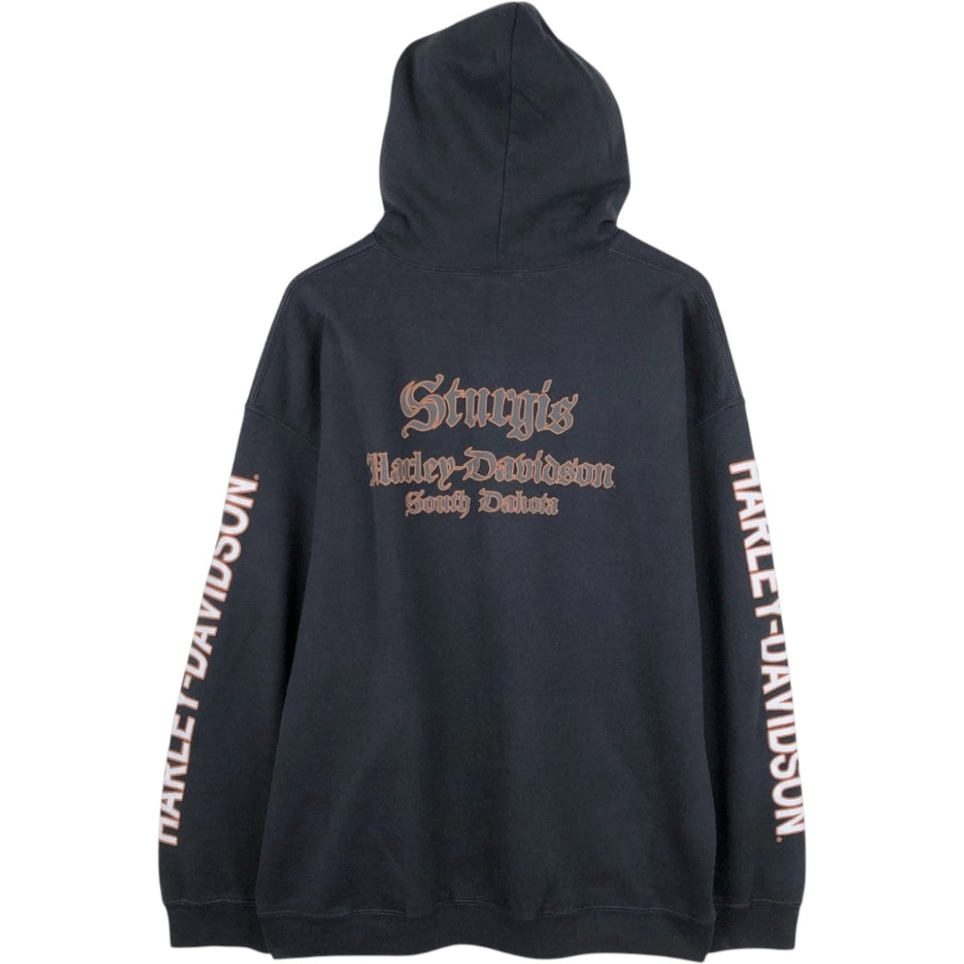 Harley-Davidson Motorcycle Sweat Full-Zip Hoodie, Men's Size XL (approx.) cotton black type Vintage Second Hand