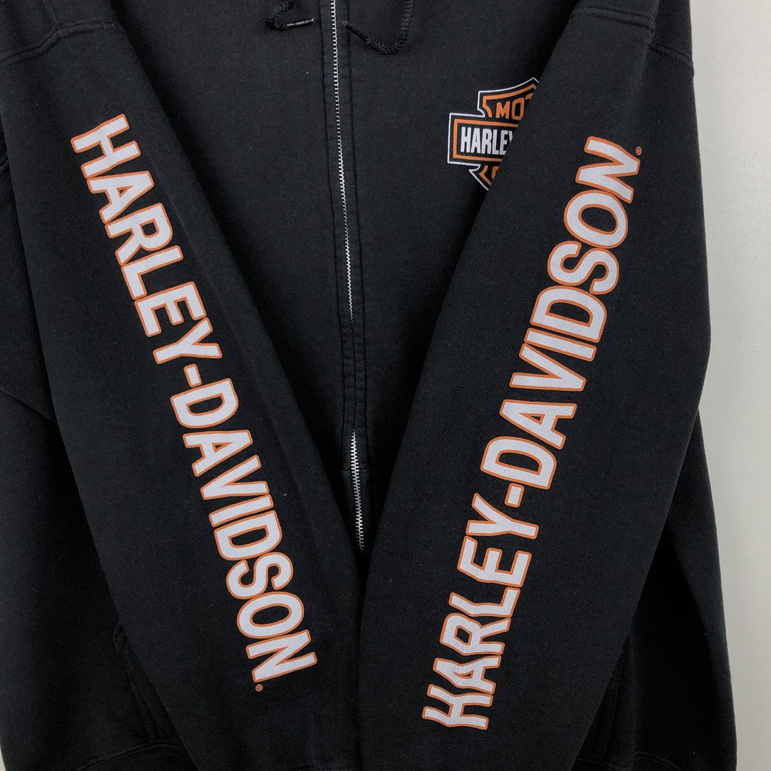Harley-Davidson Motorcycle Sweat Full-Zip Hoodie, Men's Size XL (approx.) cotton black type Vintage Second Hand