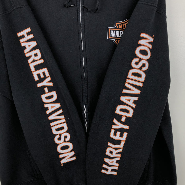 Harley-Davidson Motorcycle Sweat Full-Zip Hoodie, Men's Size XL (approx.) cotton black type Vintage Second Hand