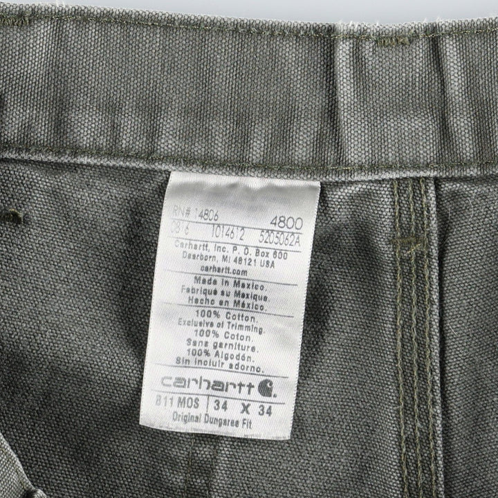 Carhartt Original Dungaree Fit Duck Painter Pants, Men's, W33 equivalent cotton Khaki type sage green Vintage Second Hand