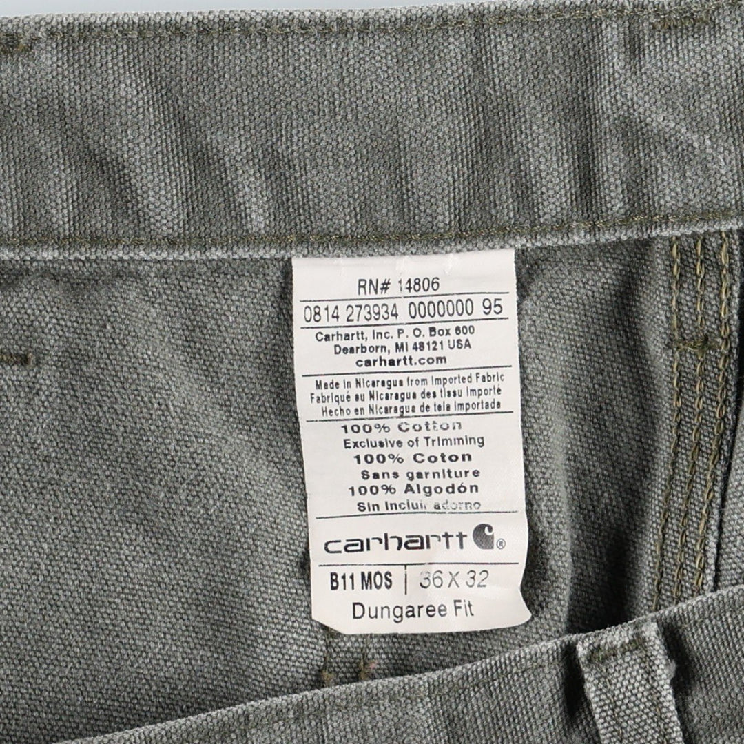 Carhartt Dungaree Fit Duck Painter Pants, Men's, W35 equivalent cotton Khaki type sage green Vintage Second Hand