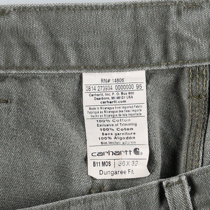 Carhartt Dungaree Fit Duck Painter Pants, Men's, W35 equivalent cotton Khaki type sage green Vintage Second Hand