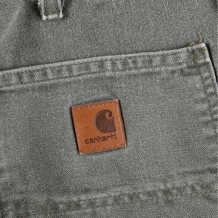 Carhartt Dungaree Fit Duck Painter Pants, Men's, W35 equivalent cotton Khaki type sage green Vintage Second Hand