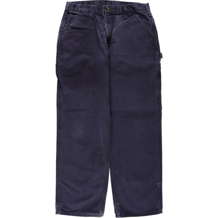 00'S Carhartt Dungaree Fit Duck Painter Pants Men's W33 equivalent cotton navy blue type Vintage Second Hand