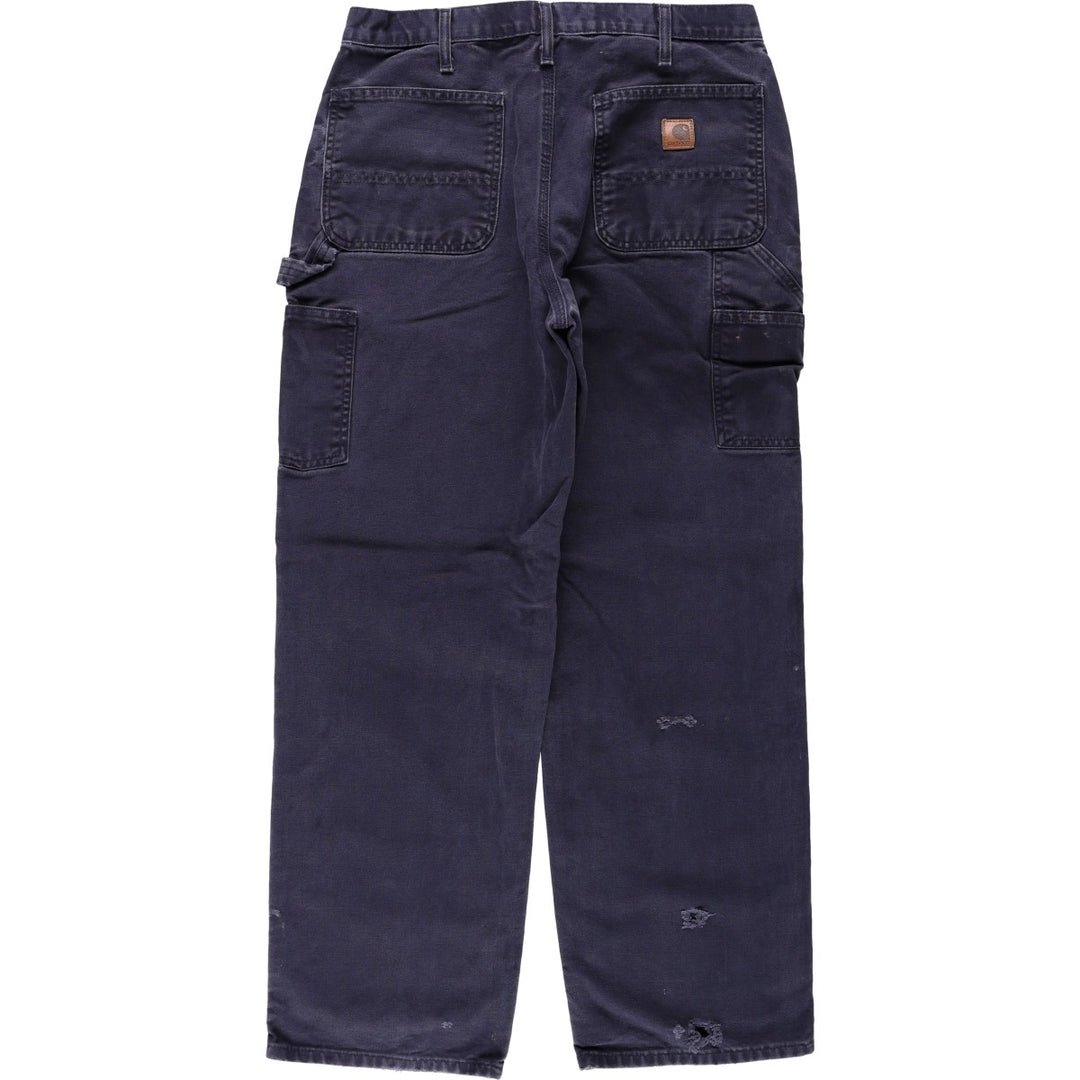 00'S Carhartt Dungaree Fit Duck Painter Pants Men's W33 equivalent cotton navy blue type Vintage Second Hand