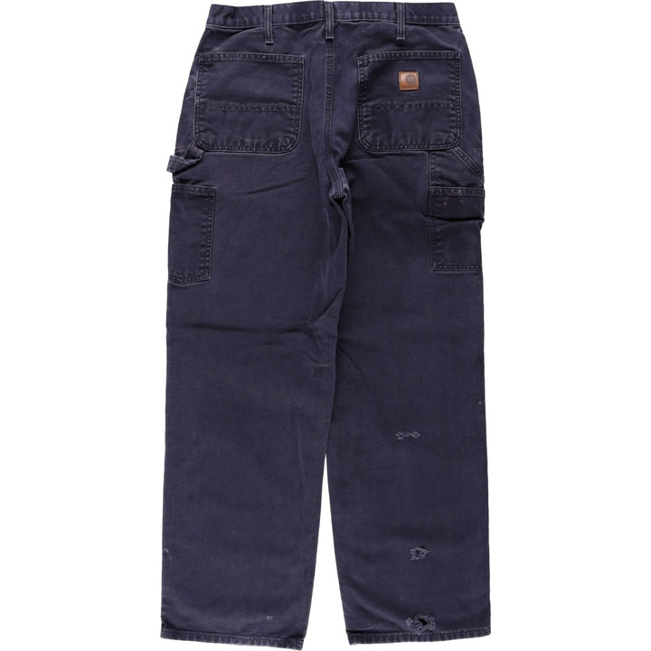 00'S Carhartt Dungaree Fit Duck Painter Pants Men's W33 equivalent cotton navy blue type Vintage Second Hand