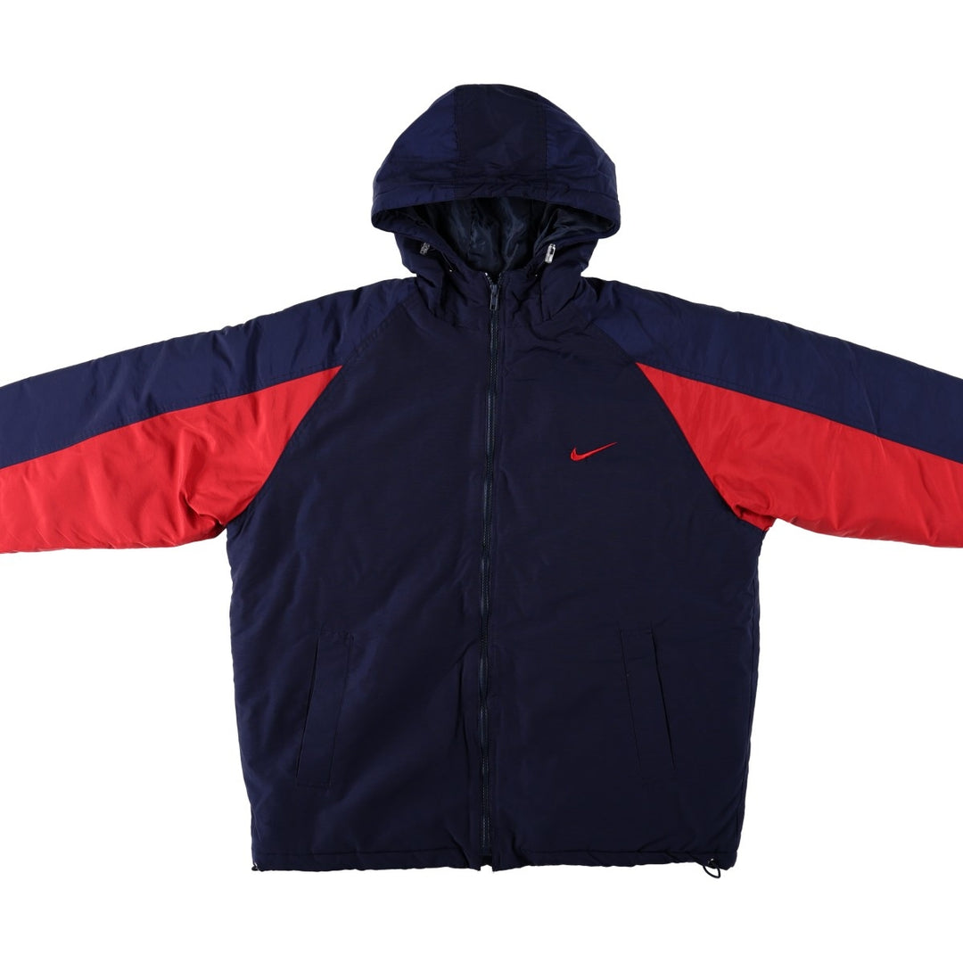 90s-00'S Nike padded hoodie/puffer jacket, made in USA, men's size S equivalent, vintage. others navy blue type Vintage Second Hand