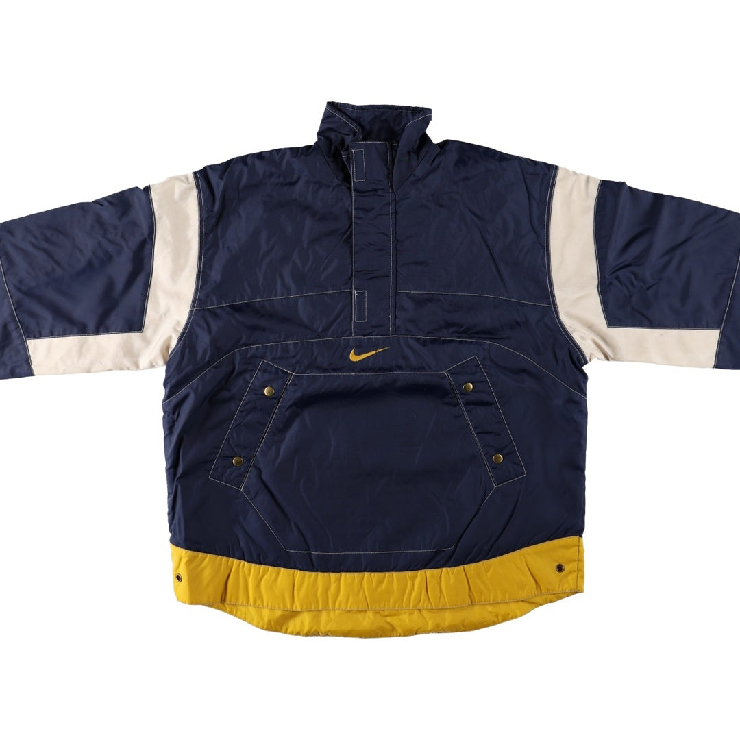 Nike padded jacket, half-zip puffer jacket, men's size M. Nylon navy blue type Vintage Second Hand