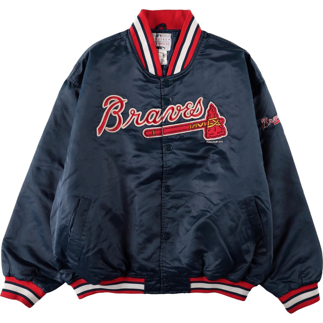 2000'S Puma Atlanta Braves Padded Nylon Stadium Jacket Award Jacket Men's XXL equivalent Nylon tricolor color Vintage Second Hand