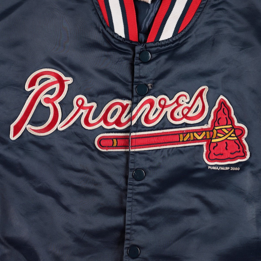 2000'S Puma Atlanta Braves Padded Nylon Stadium Jacket Award Jacket Men's XXL equivalent Nylon tricolor color Vintage Second Hand