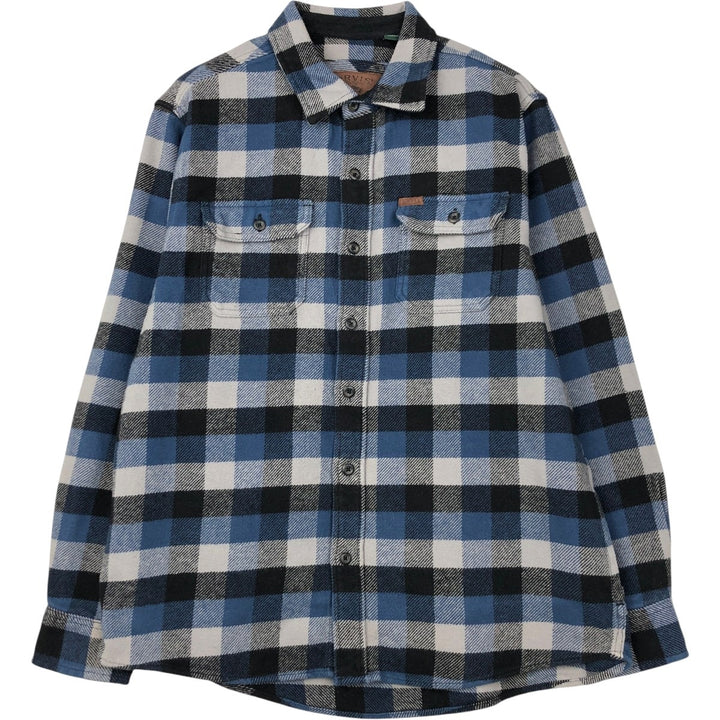 ORVIS Long Sleeve Flannel Check Shirt, Men's XL Size cotton blue type Vintage Second Hand