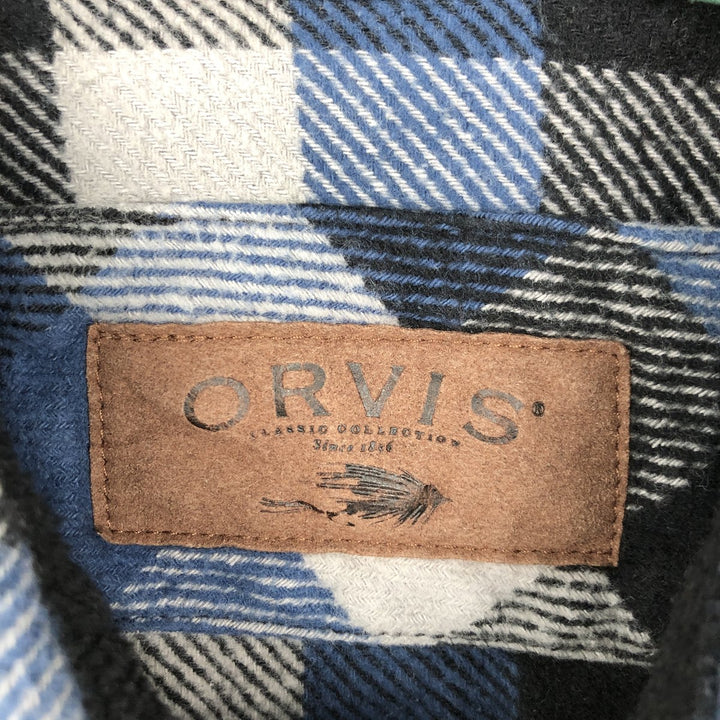 ORVIS Long Sleeve Flannel Check Shirt, Men's XL Size cotton blue type Vintage Second Hand