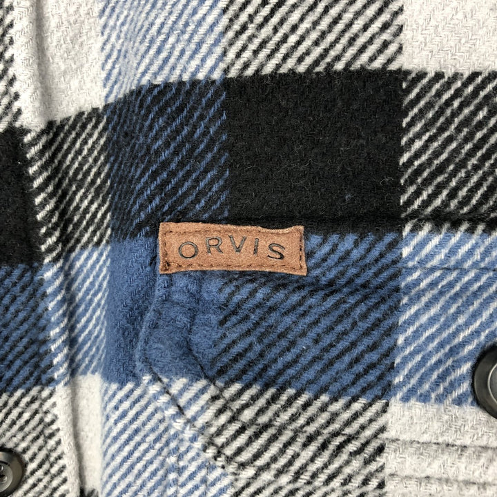 ORVIS Long Sleeve Flannel Check Shirt, Men's XL Size cotton blue type Vintage Second Hand