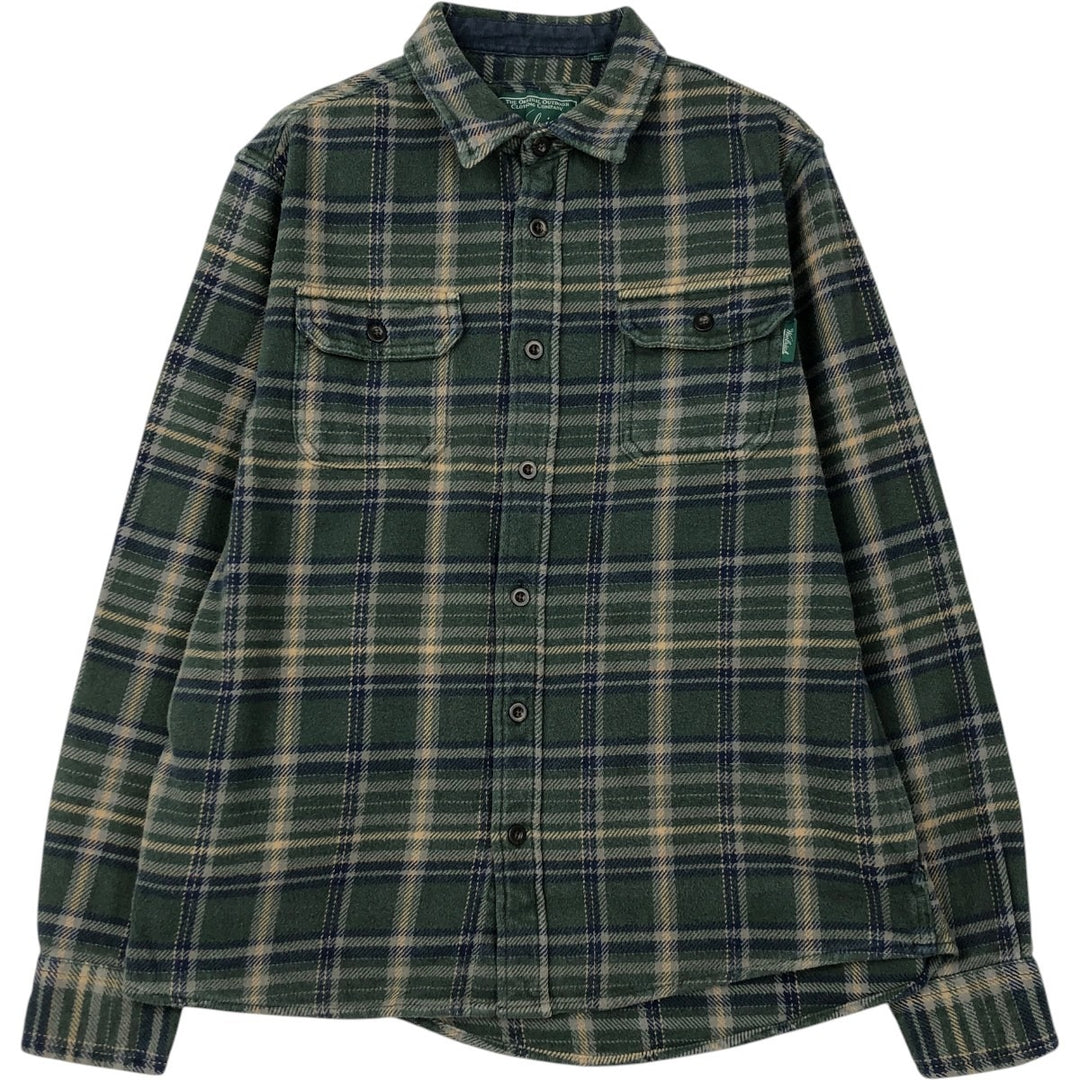 Woolrich WOOLRICH WOOLEN MILLS Flannel Check Shirt, Men's Size L (approx.) cotton green type Vintage Second Hand
