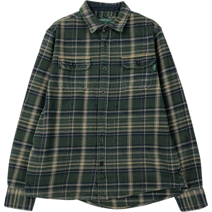 Woolrich WOOLRICH WOOLEN MILLS Flannel Check Shirt, Men's Size L (approx.) cotton green type Vintage Second Hand