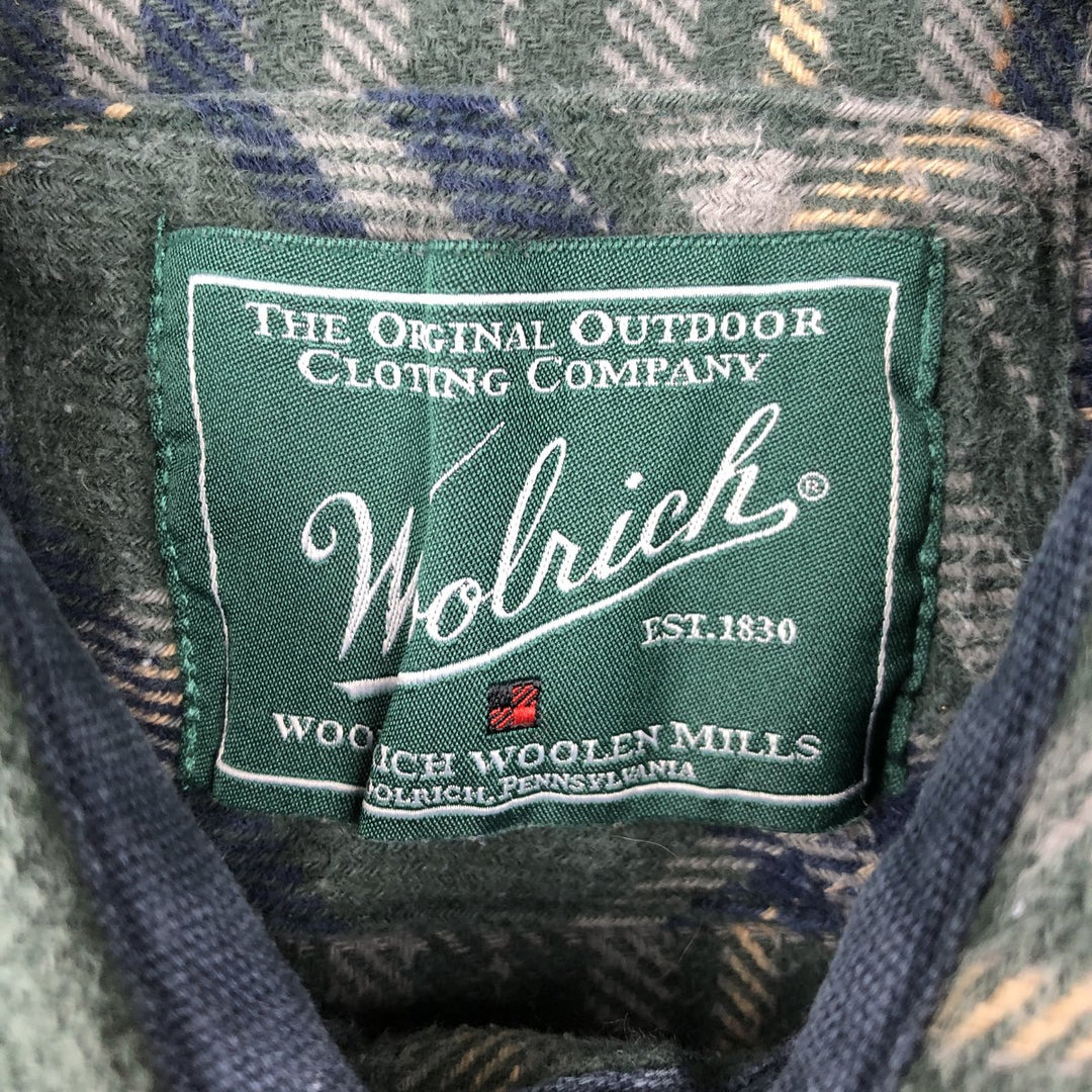 Woolrich WOOLRICH WOOLEN MILLS Flannel Check Shirt, Men's Size L (approx.) cotton green type Vintage Second Hand