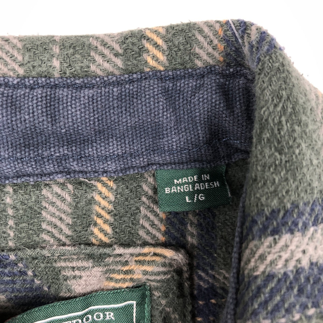 Woolrich WOOLRICH WOOLEN MILLS Flannel Check Shirt, Men's Size L (approx.) cotton green type Vintage Second Hand