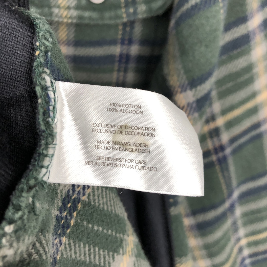 Woolrich WOOLRICH WOOLEN MILLS Flannel Check Shirt, Men's Size L (approx.) cotton green type Vintage Second Hand