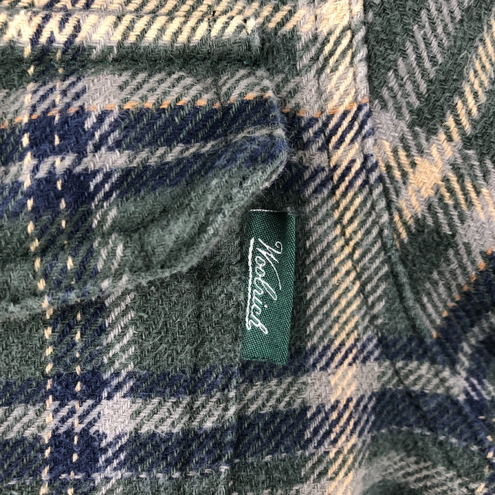 Woolrich WOOLRICH WOOLEN MILLS Flannel Check Shirt, Men's Size L (approx.) cotton green type Vintage Second Hand