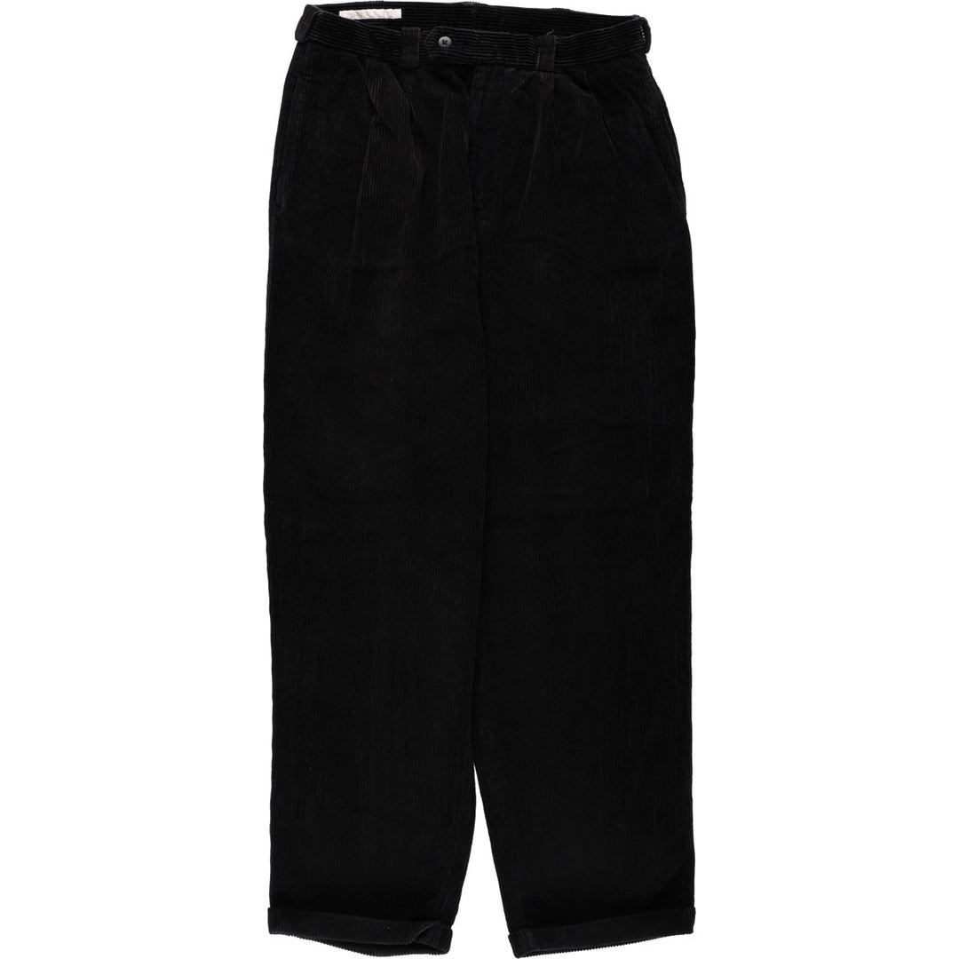 Perry Ellis corduroy pants with two pleats, men's size W32 (approx.) cotton black type Vintage Second Hand