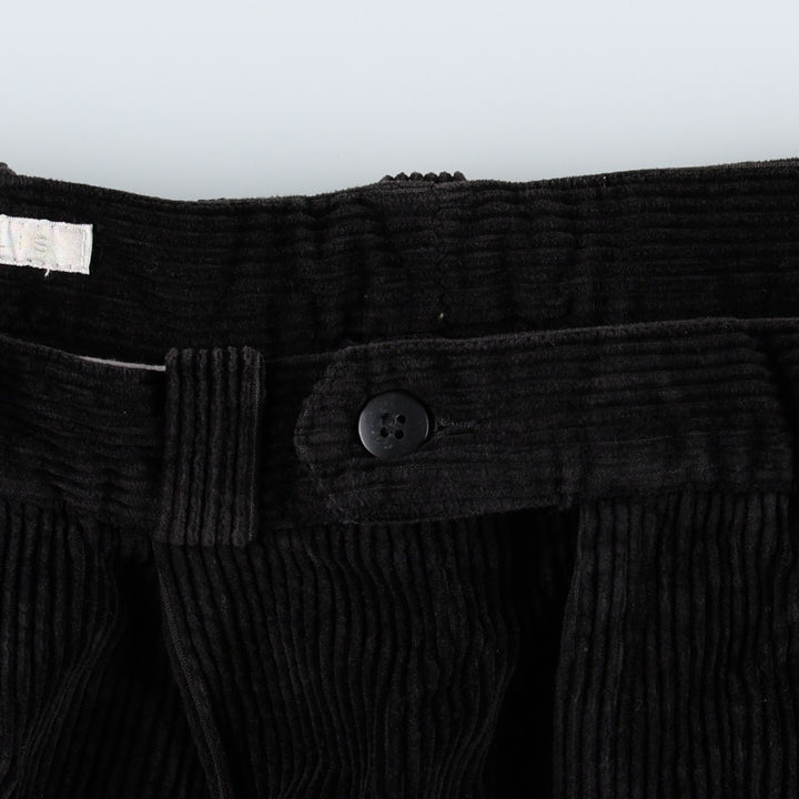 Perry Ellis corduroy pants with two pleats, men's size W32 (approx.) cotton black type Vintage Second Hand