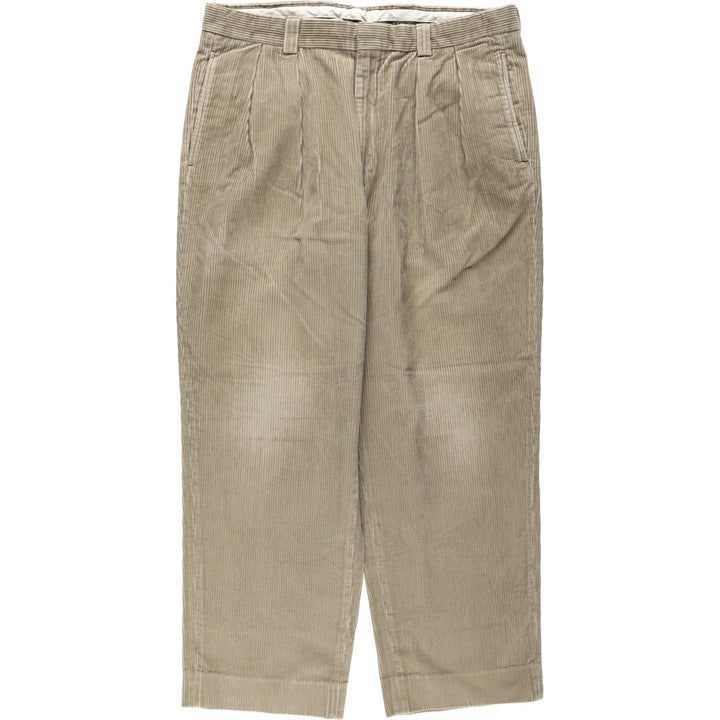 LLBean Two-pleat Corduroy Pants for Men, W35 equivalent cotton Khaki type sage green Vintage Second Hand