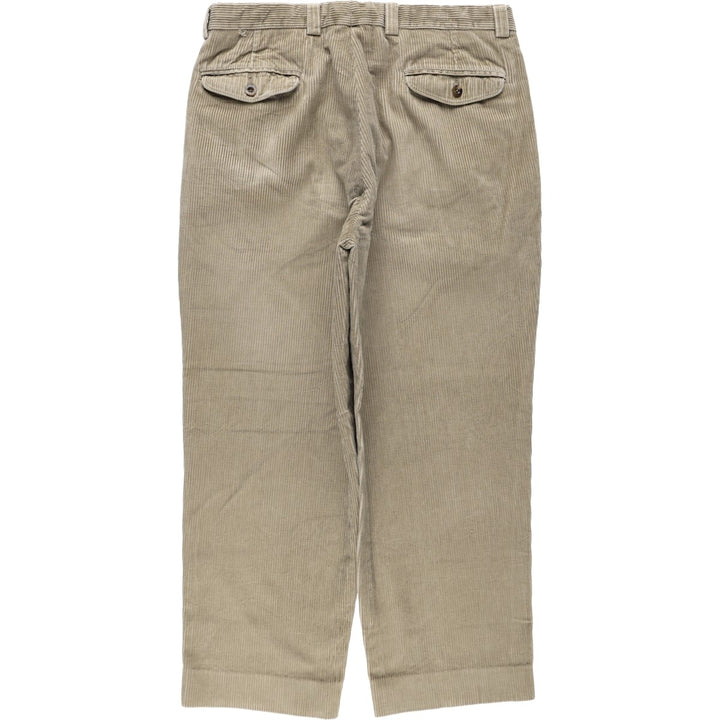 LLBean Two-pleat Corduroy Pants for Men, W35 equivalent cotton Khaki type sage green Vintage Second Hand