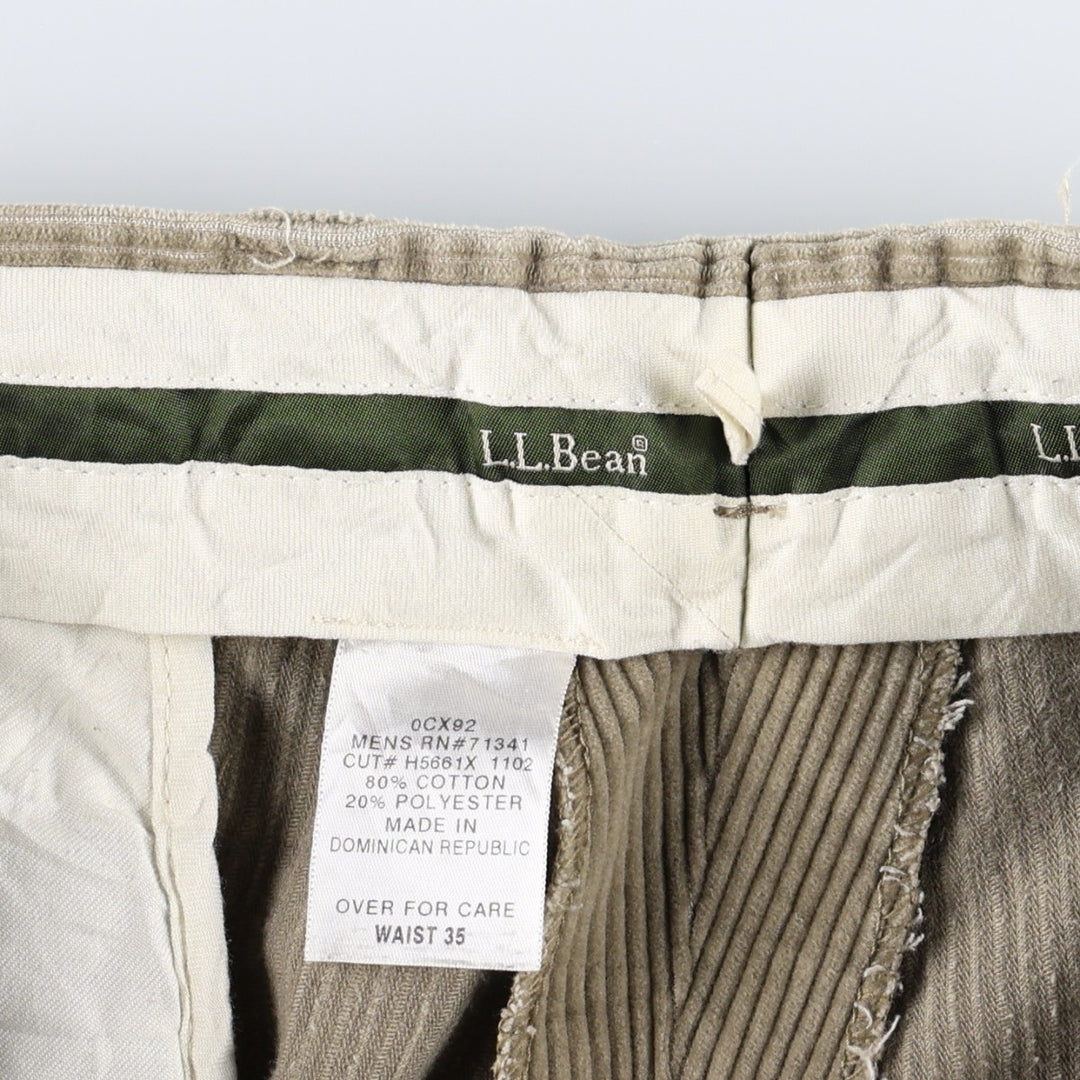 LLBean Two-pleat Corduroy Pants for Men, W35 equivalent cotton Khaki type sage green Vintage Second Hand