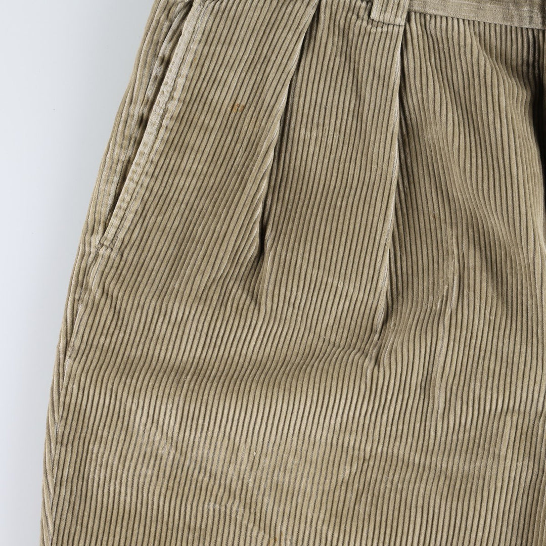 LLBean Two-pleat Corduroy Pants for Men, W35 equivalent cotton Khaki type sage green Vintage Second Hand