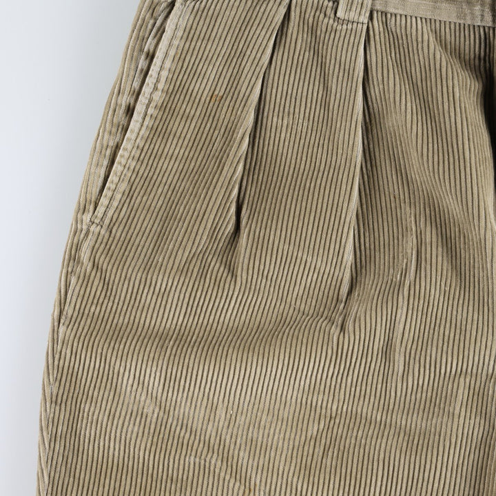 LLBean Two-pleat Corduroy Pants for Men, W35 equivalent cotton Khaki type sage green Vintage Second Hand