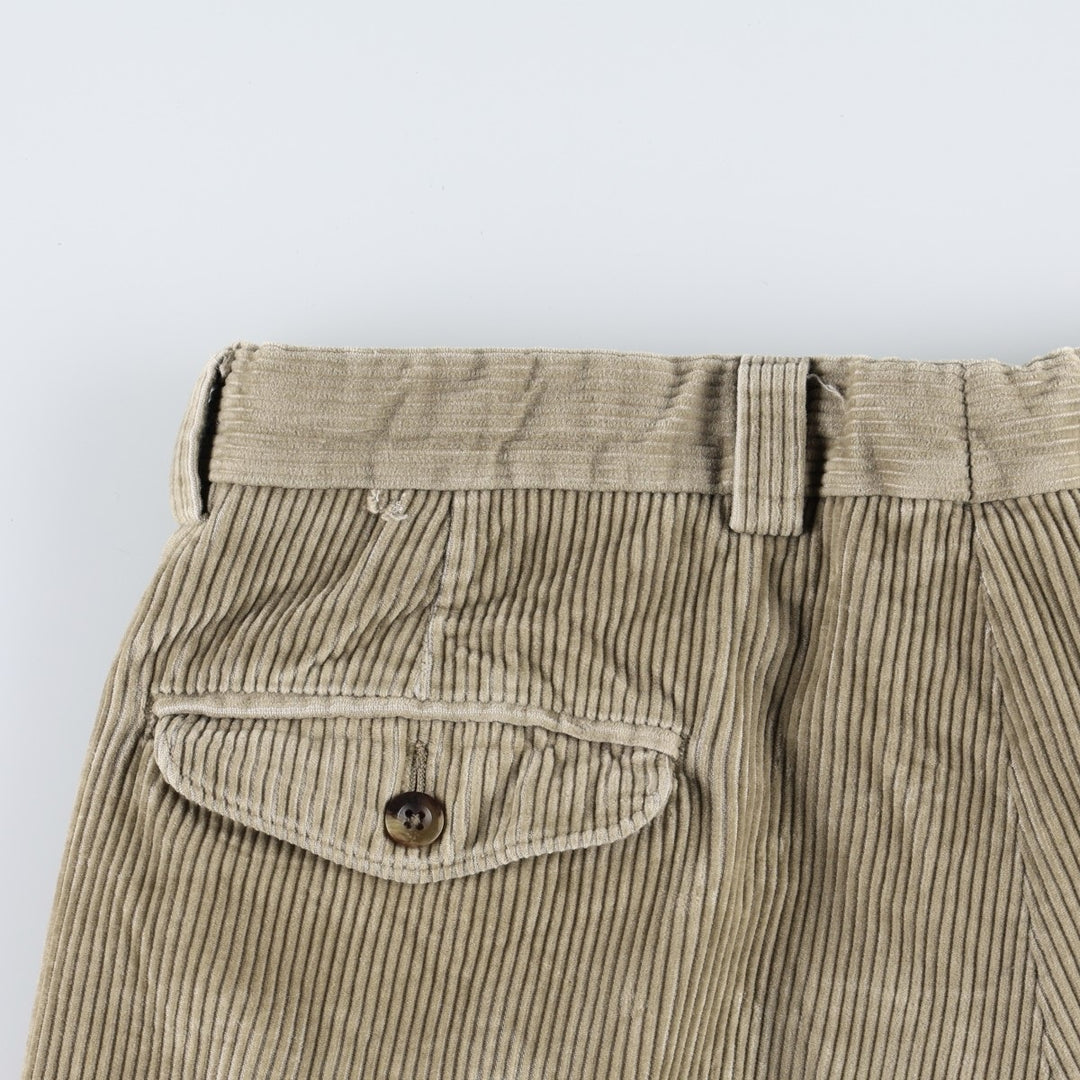 LLBean Two-pleat Corduroy Pants for Men, W35 equivalent cotton Khaki type sage green Vintage Second Hand