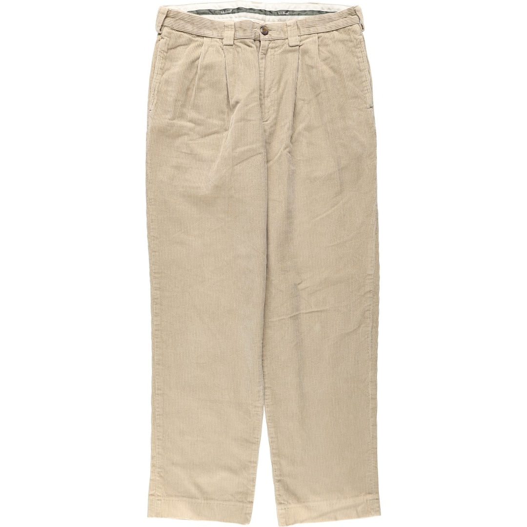 90s-00'S LLBean Classic Fit Two-Pleat Corduroy Pants, Men's W35 (approx.), Vintage cotton Beige type Vintage Second Hand