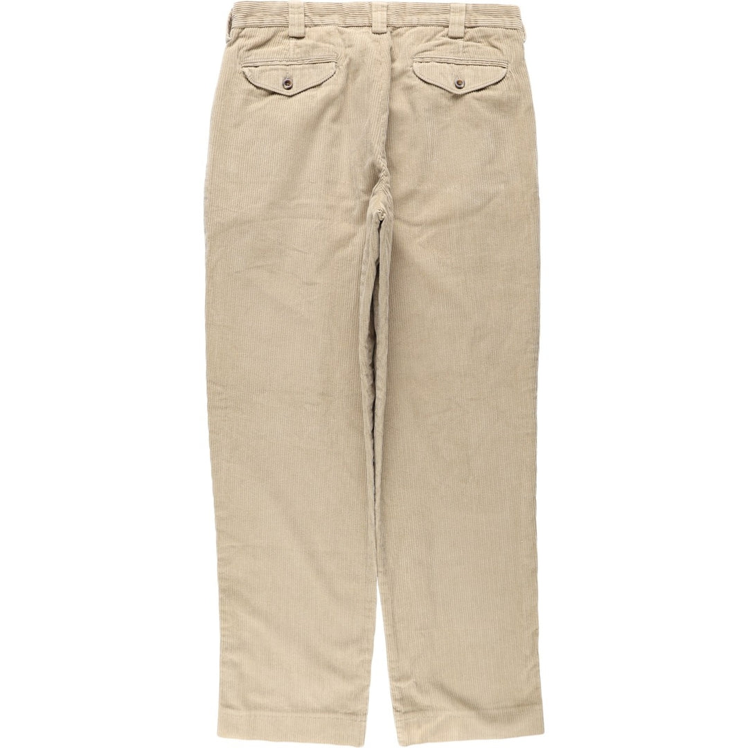 90s-00'S LLBean Classic Fit Two-Pleat Corduroy Pants, Men's W35 (approx.), Vintage cotton Beige type Vintage Second Hand
