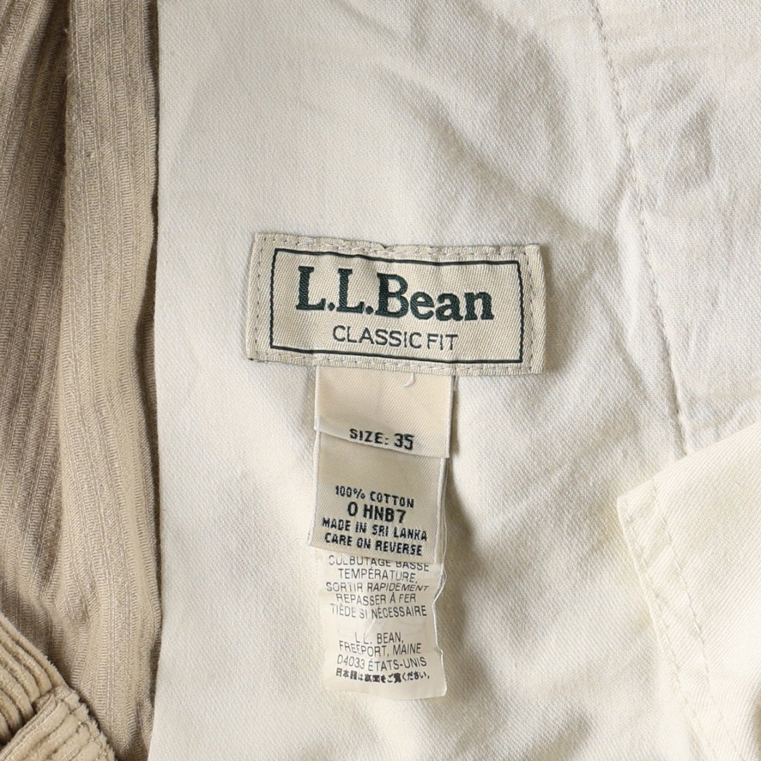 90s-00'S LLBean Classic Fit Two-Pleat Corduroy Pants, Men's W35 (approx.), Vintage cotton Beige type Vintage Second Hand