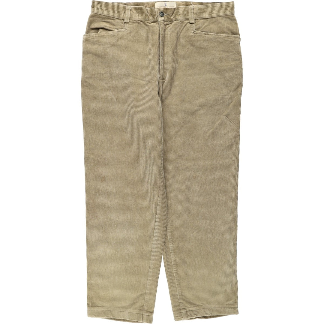 GREEN LEAVES Corduroy Pants, Made in Italy, Men's Size W36 (approx.) cotton Beige type Vintage Second Hand