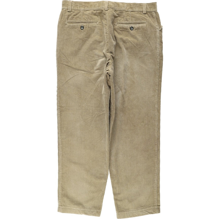 GREEN LEAVES Corduroy Pants, Made in Italy, Men's Size W36 (approx.) cotton Beige type Vintage Second Hand