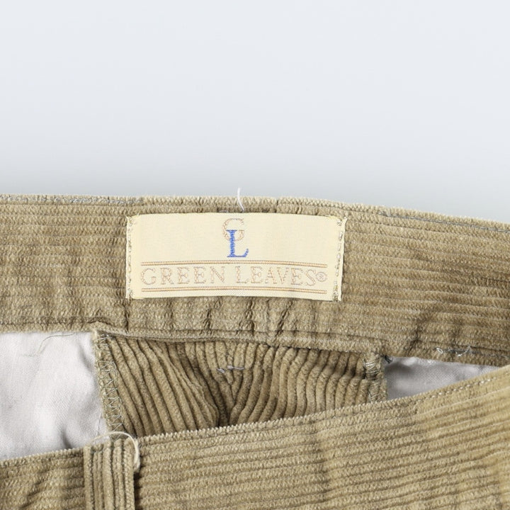 GREEN LEAVES Corduroy Pants, Made in Italy, Men's Size W36 (approx.) cotton Beige type Vintage Second Hand